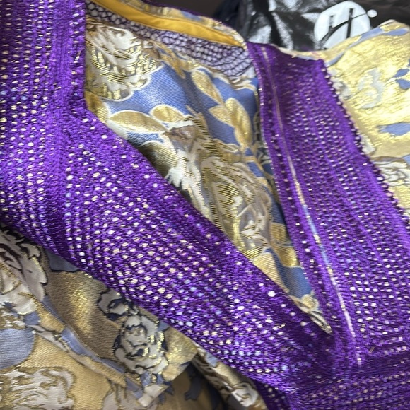 LUXURY CONSTANTINOPLE V Neck Floral Embellished Silk Maxi Dress Kaftan - Picture 3 of 15